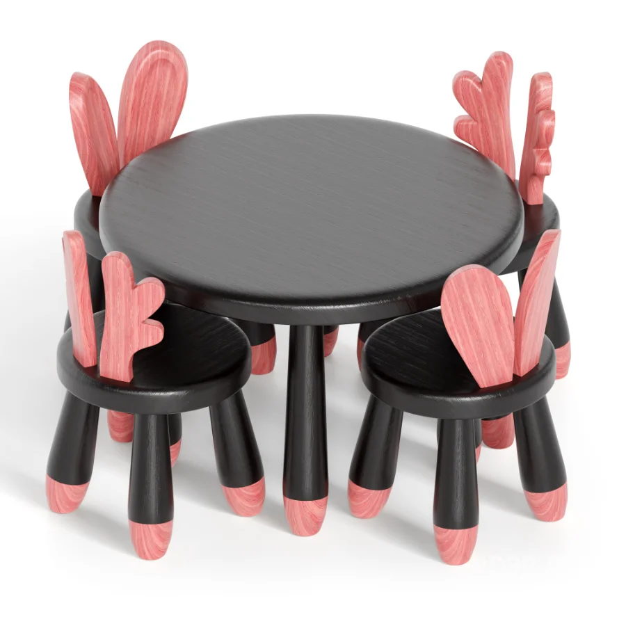 WOODEN ANIMAL CHAIR & TABLE Image 2