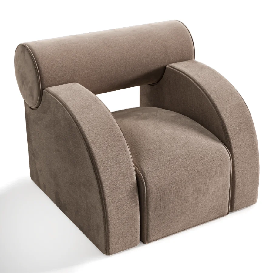 Modern Curved Upholstered Lounge Armchair Image 3