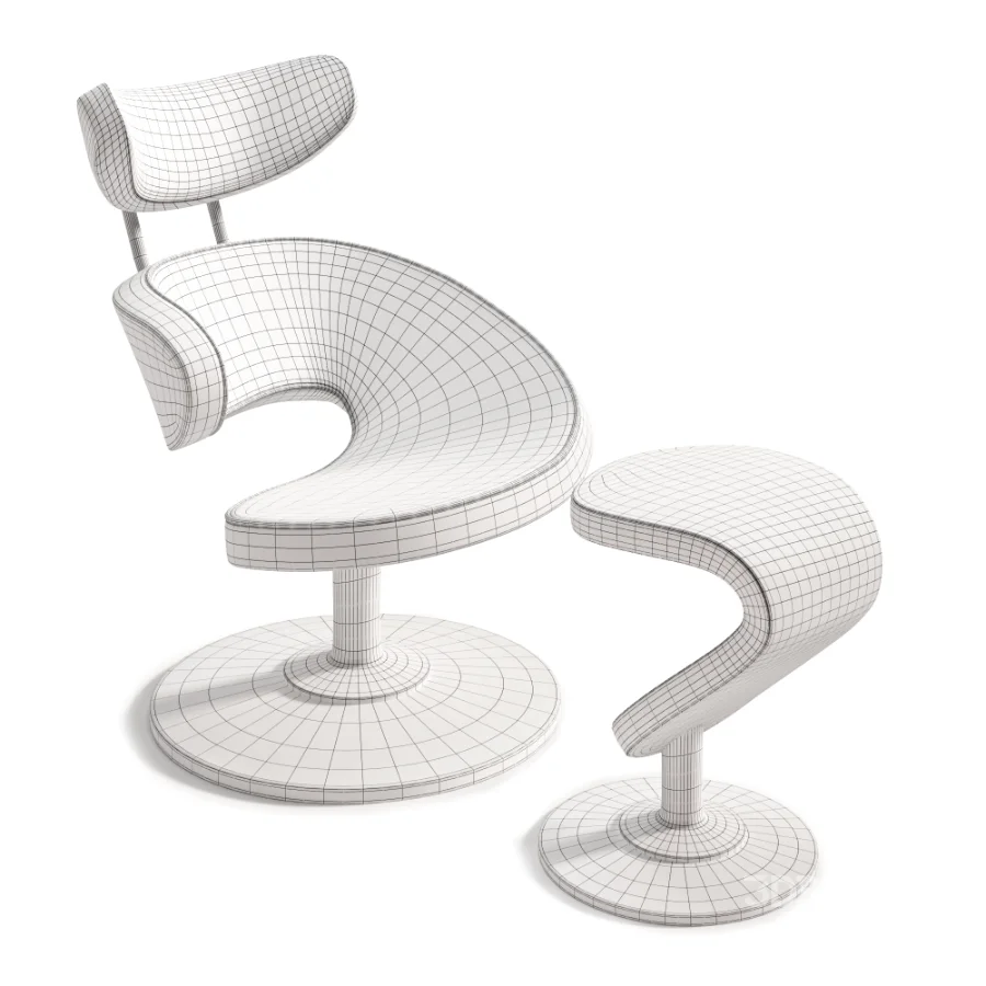 Futuristic-Curved-Leather-Armchair Image 3