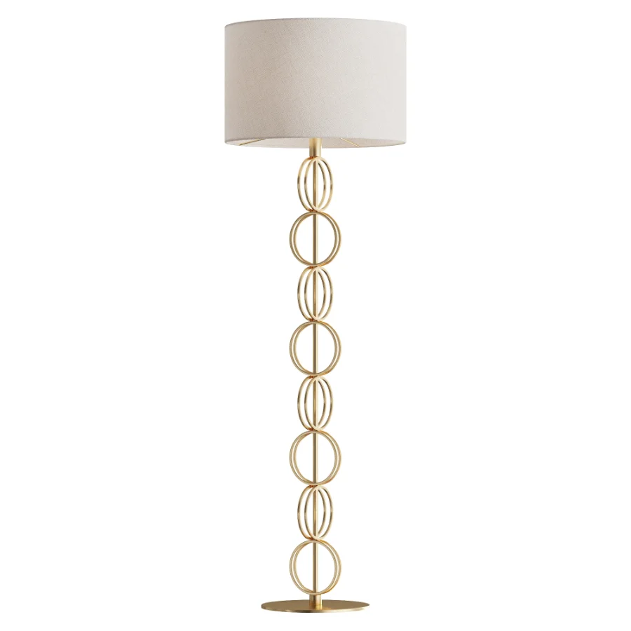 Metal Floor Lamp Linen Oat Shade Image 2