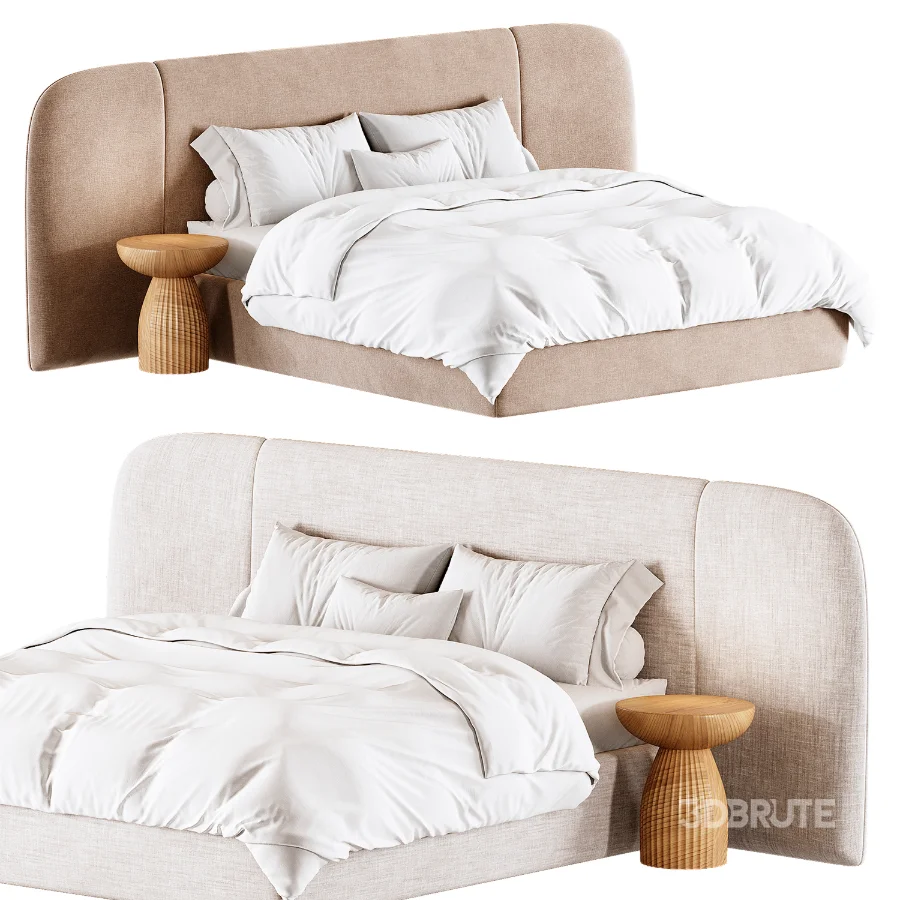 Julianne Upholstered Winged Bed Image 3