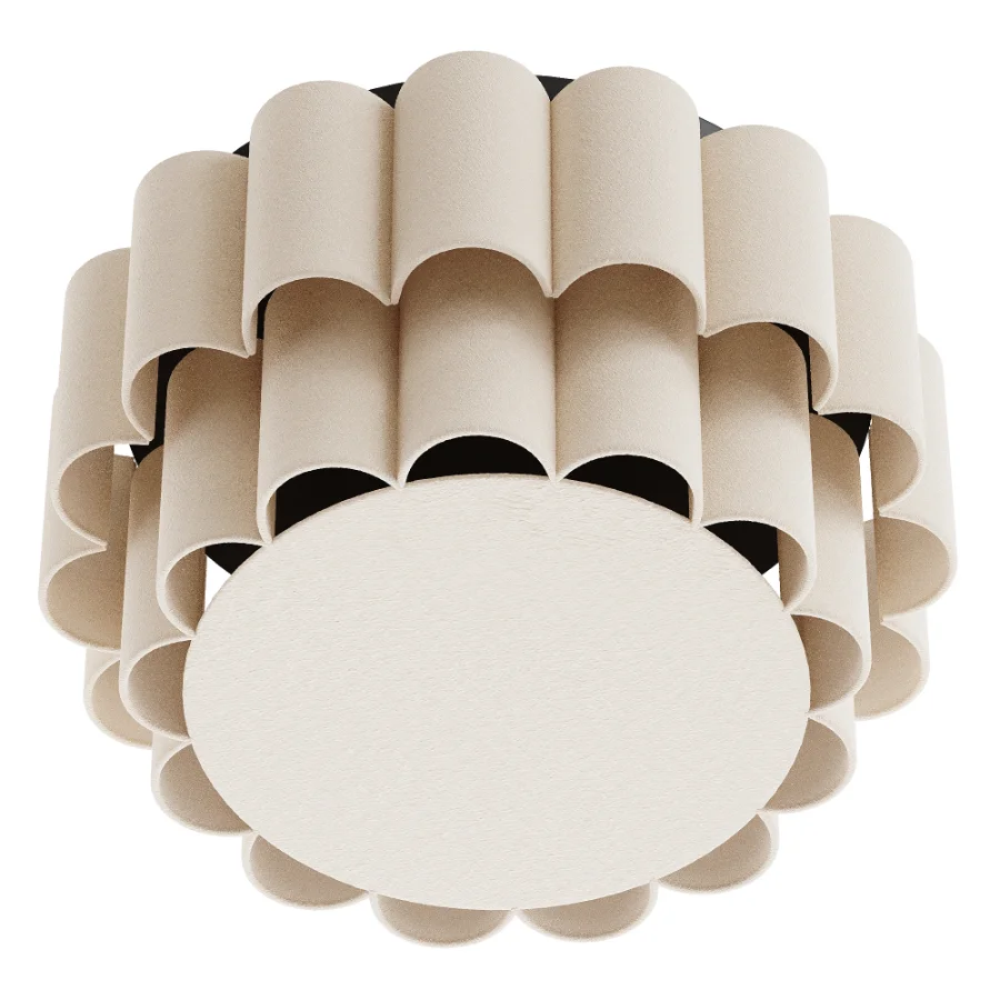 Folia scalloped natural linen flush pendant Image 1