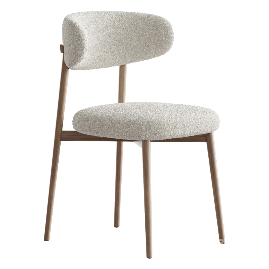 Modern Faux Leather Backrest Dining Chair with Oak Wood Legs Image 2