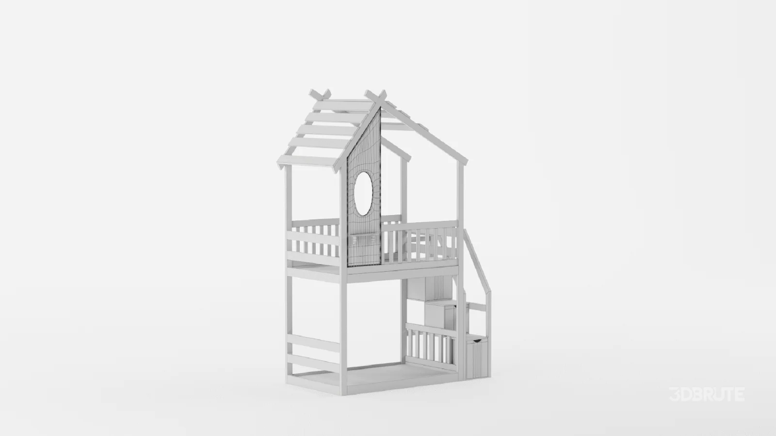 Twin Bunk Bed White, House Bed,Storage And Guard Rail Image 11