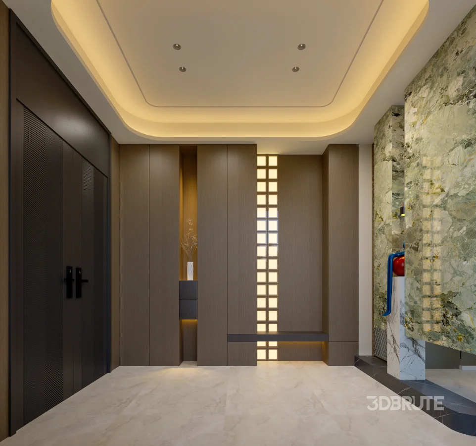Modern villa living room and dining room interior scene Image 4