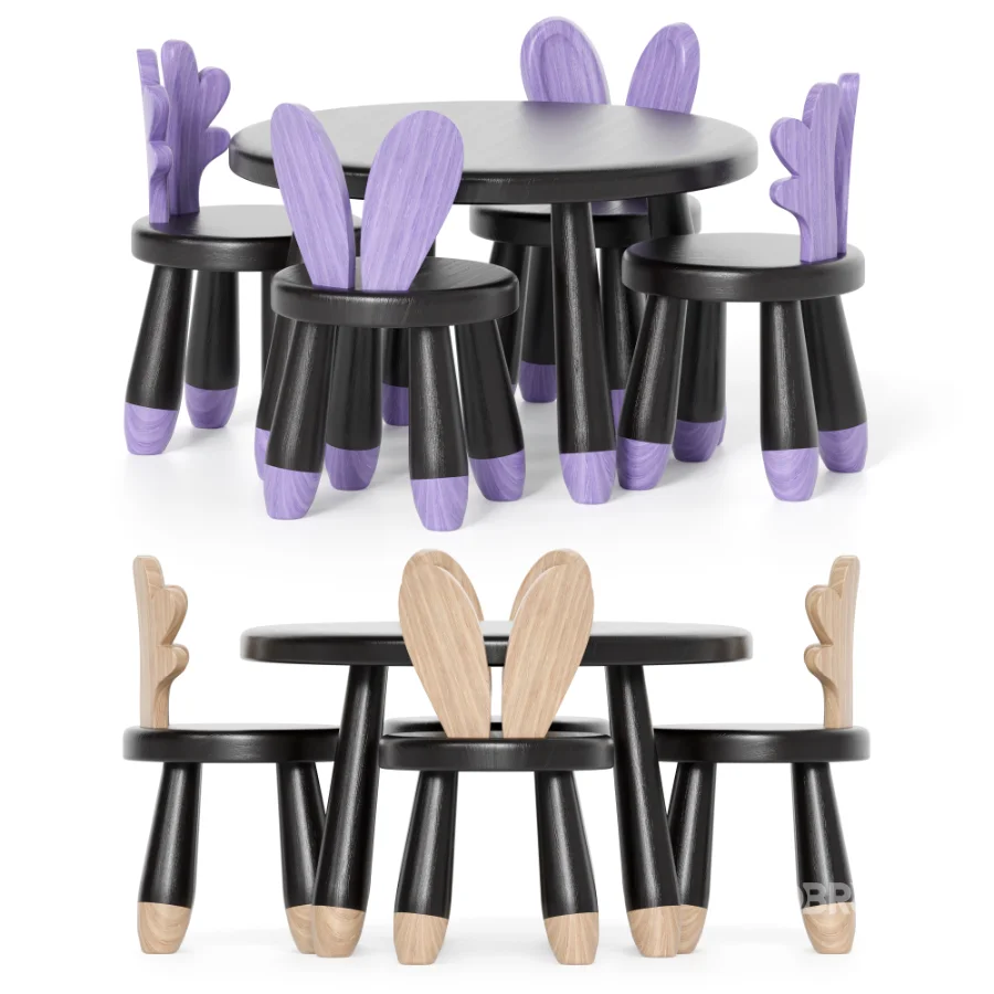 WOODEN ANIMAL CHAIR & TABLE Image 3