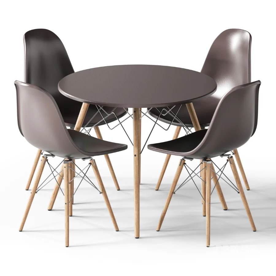 ELON Series Plastic Chair With Wood Base Image 4