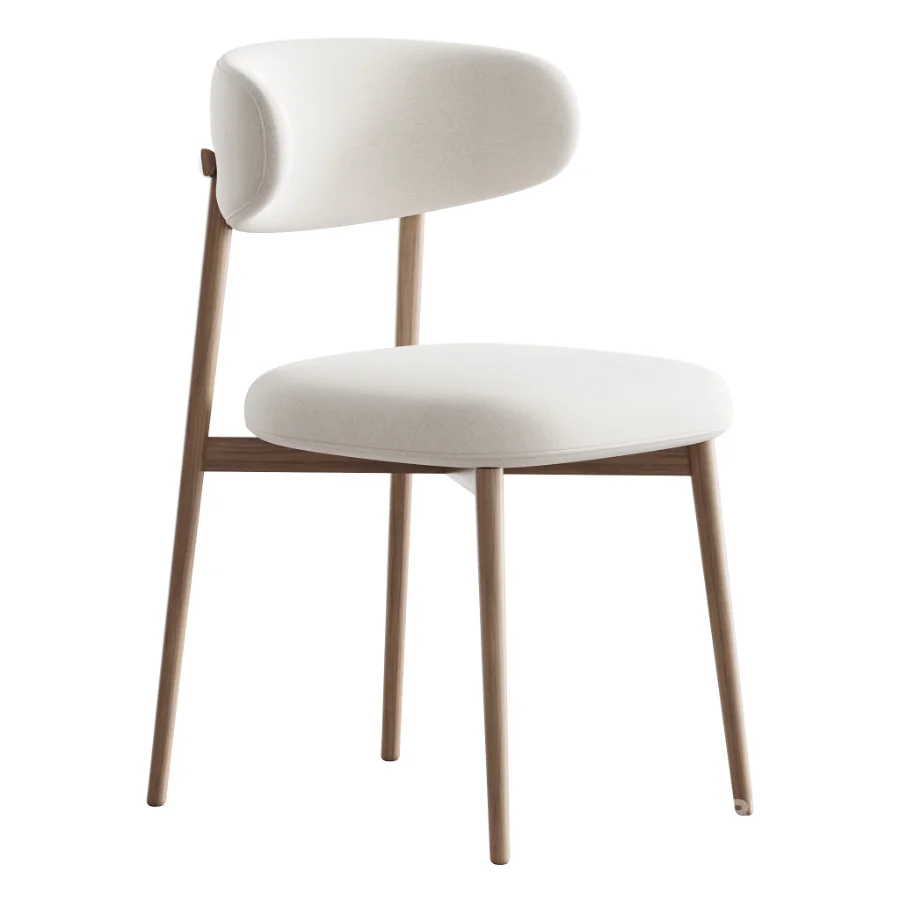 Modern Faux Leather Backrest Dining Chair with Oak Wood Legs Image 5