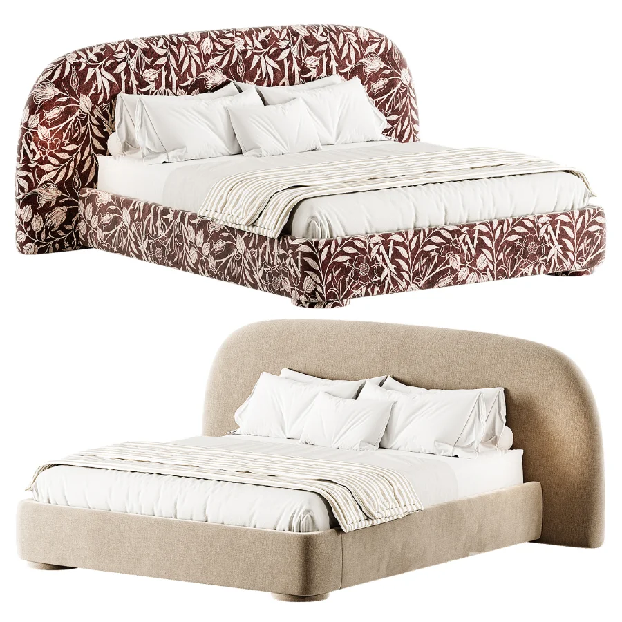 Estelle Velvet Mustard Velveteen Fabric Queen Bed Image 4