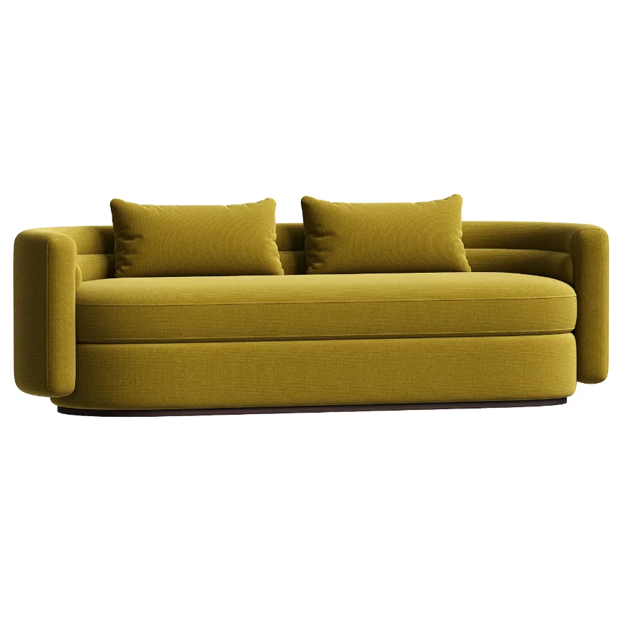 Oratino Ivory Linen 3 Seater Curved Sofa Image 3