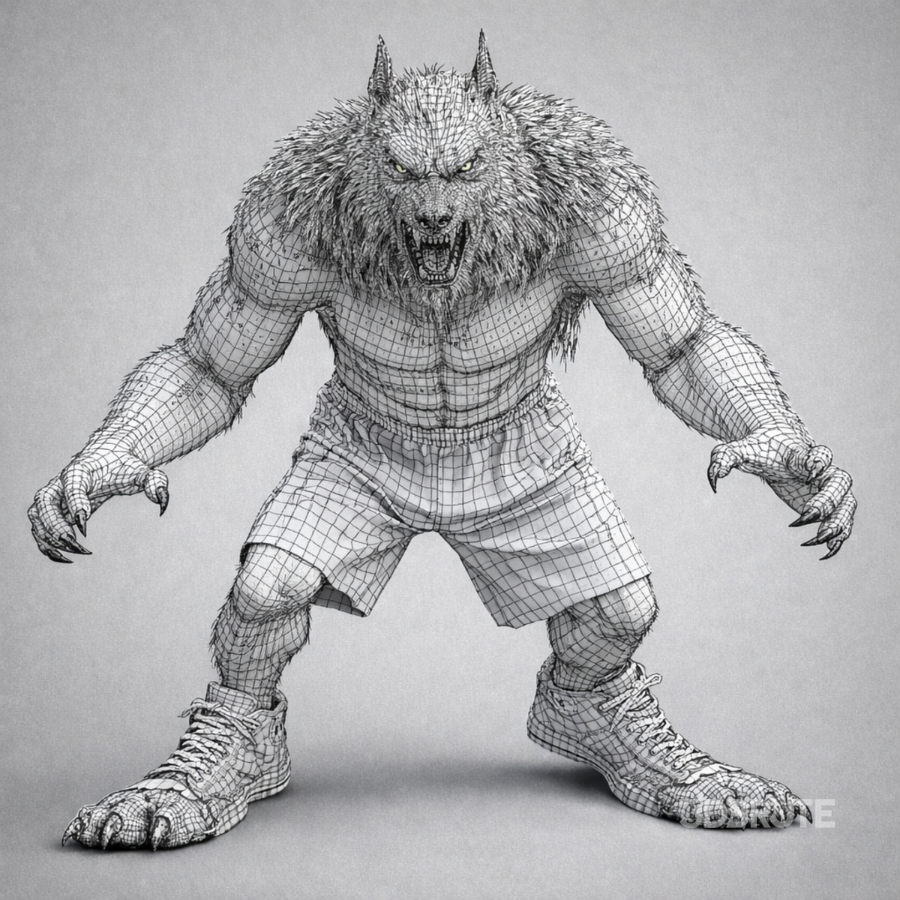 Realistic Muscular Werewolf Monster Image 8