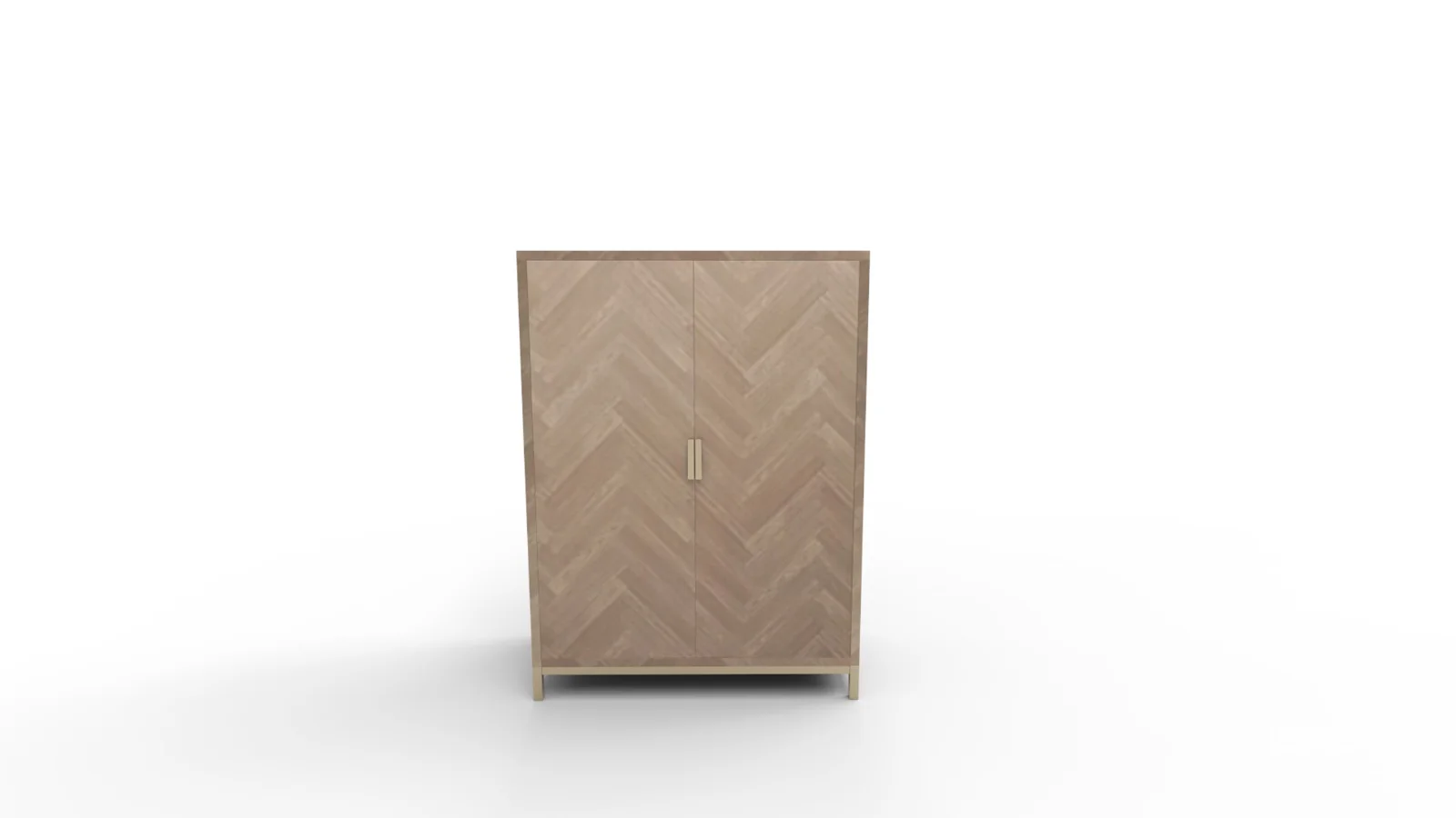 Herringbone Wood Accent Storage Cabinet With 2 Doors Image 8