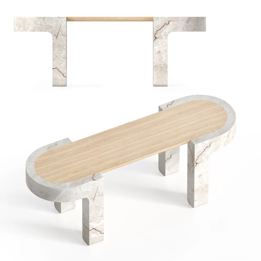 WOOD AND STONE TABLE Image 4