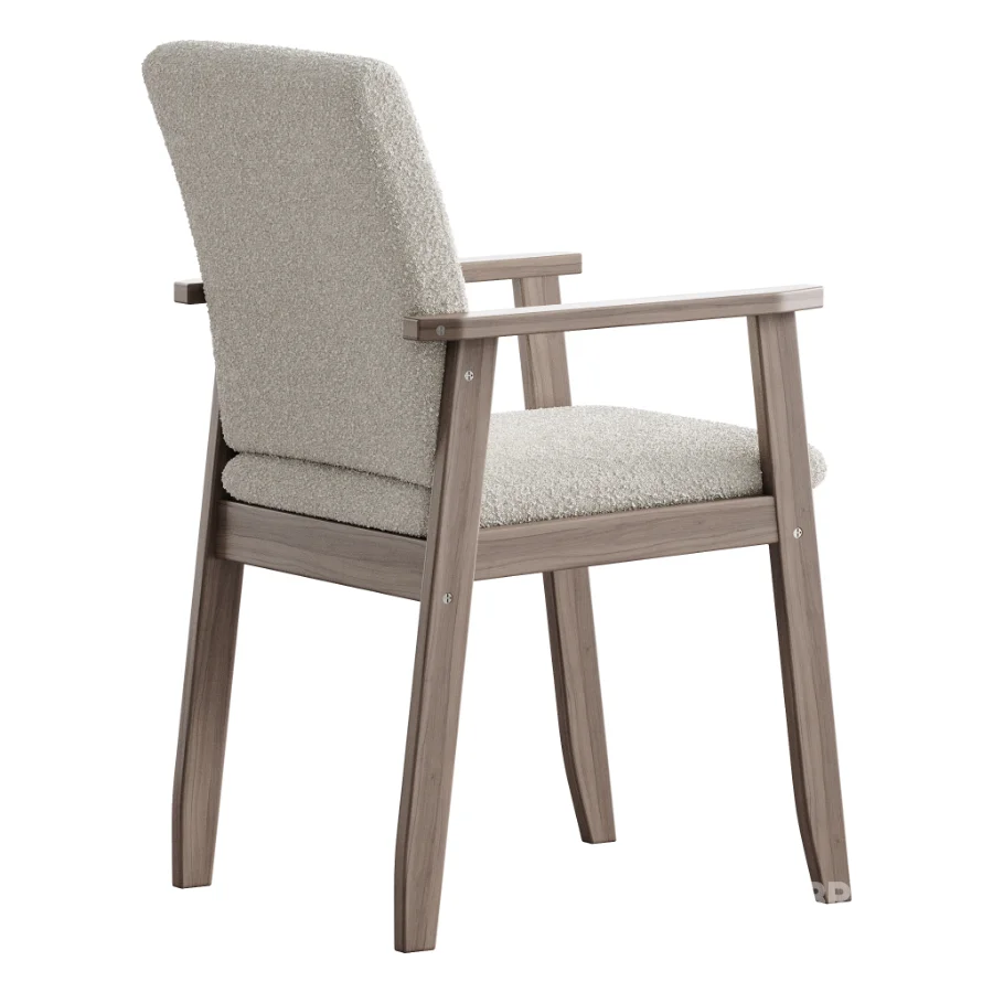 Modern Arm Chair with Upholstered Seat and Wood Arms Image 3