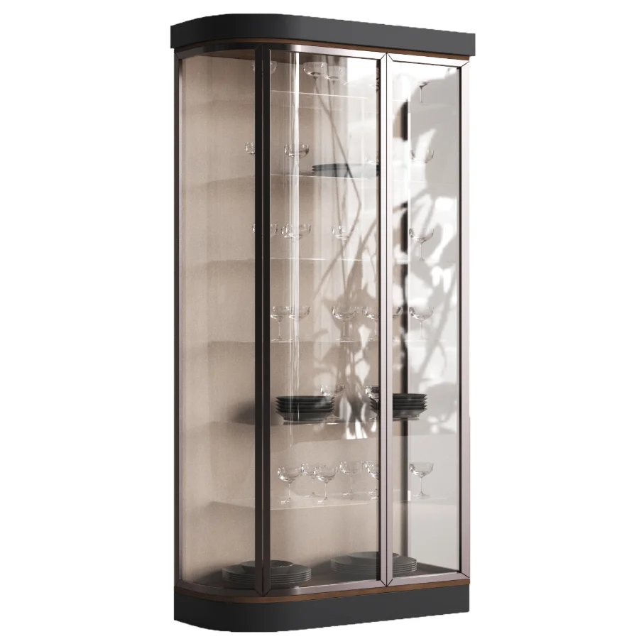 Glass Display Cabinet with Tableware Image 1