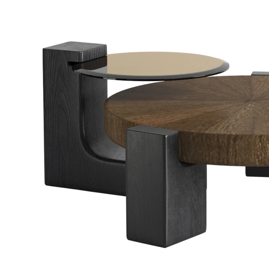 Rhuardhi Modern Round Wood Coffee Table with Accent End Table Image 3