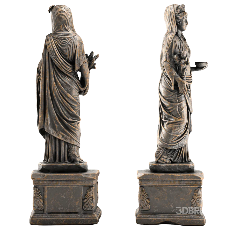 Classical Roman Goddess Statue with Ornamental Pedestal Image 4