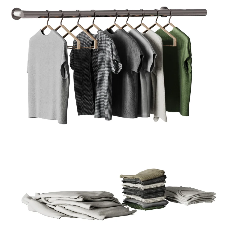 Wardrobe Clothing Set — Hangers, Folded Clothes Image 1
