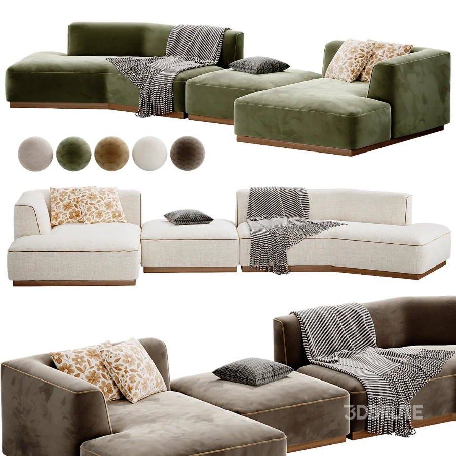 Canape d angle gauche ouvert avec repose pieds en texture viscose et lin Image 5