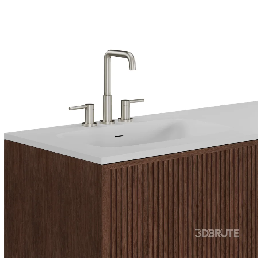 Endika suspended wooden bathroom furniture set with integrated sink by Sklum Image 7