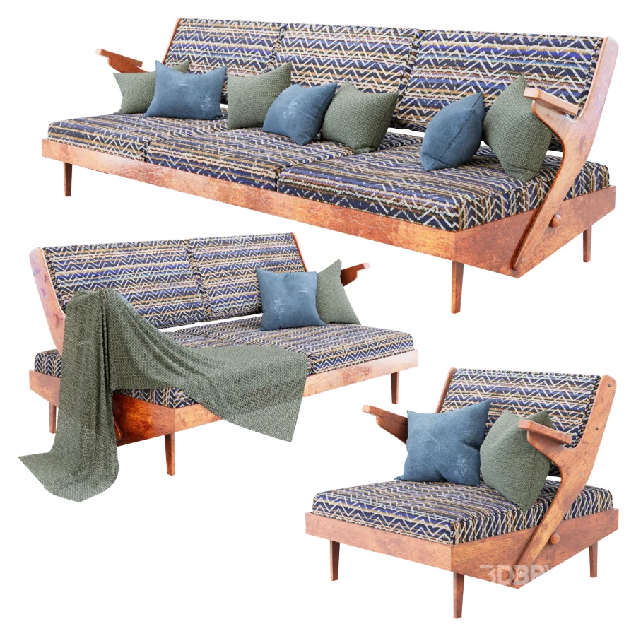 Mid Century ZigZag Lounge Set Image 2