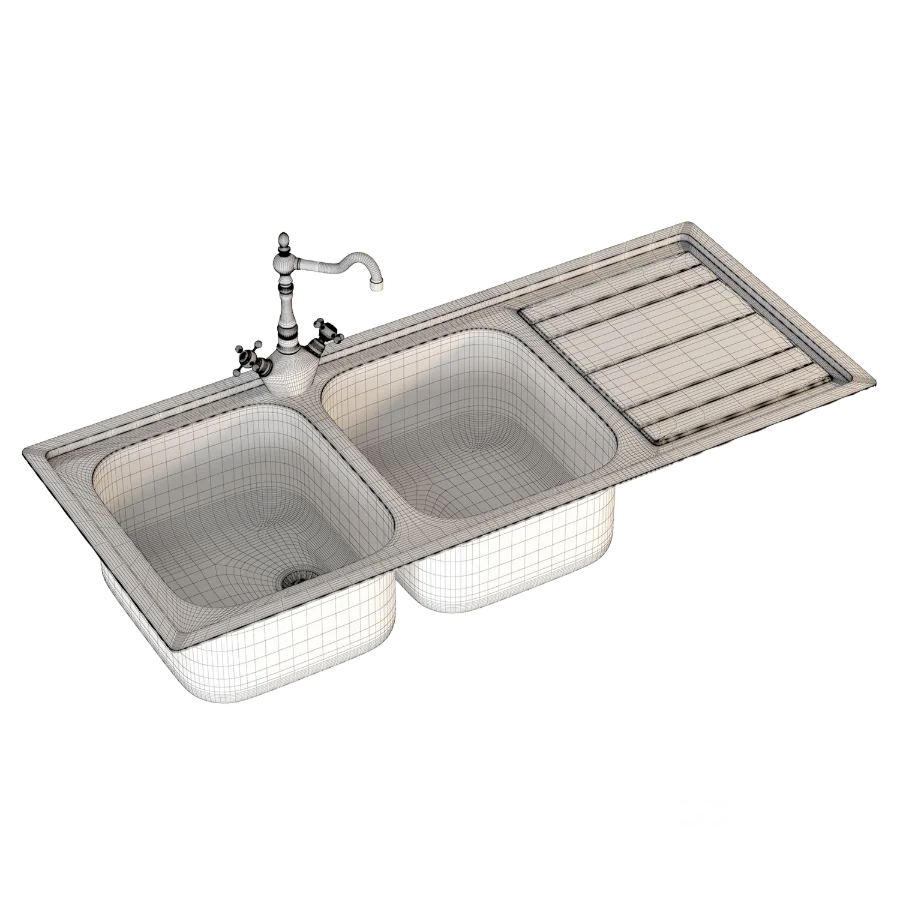 SMEG Double Bowl Kitchen Sink and Faucet Image 3