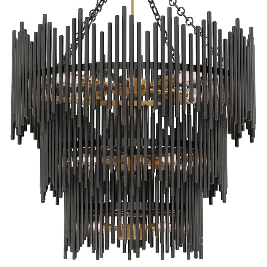 Atlas Black 3 Tier Chandelier Image 2