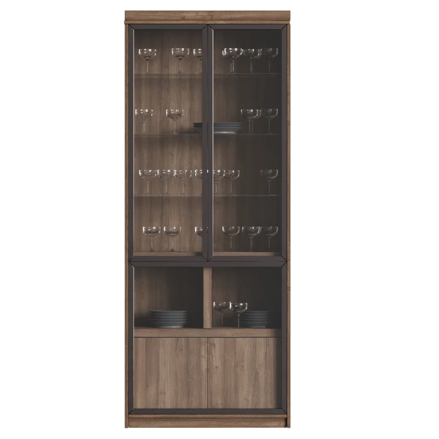 Glass Display Cabinet with Tableware Image 2