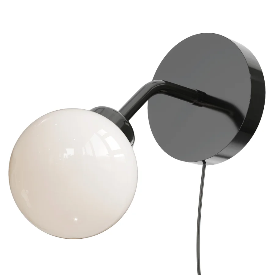 Apiales Wall Lamp Satin Black with Cord Image 1