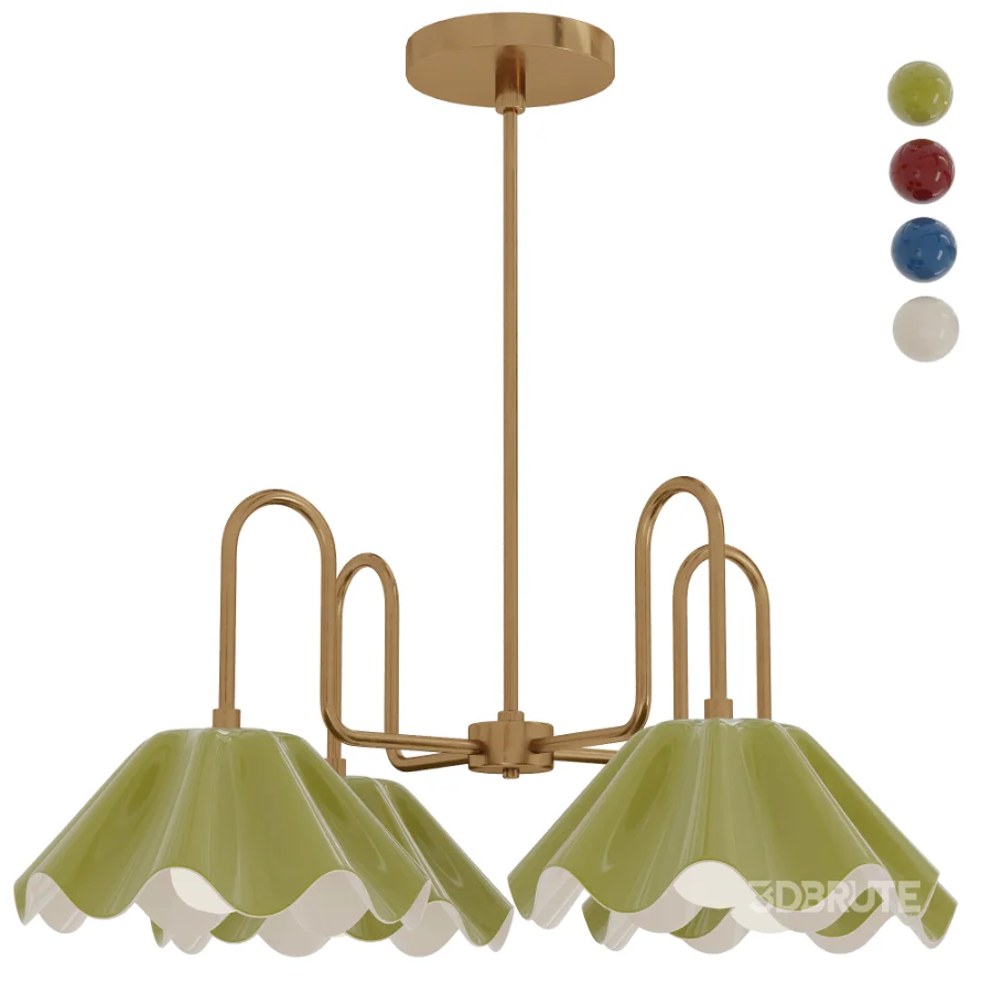 Brass Ruffled Flower Chandelier Image 1