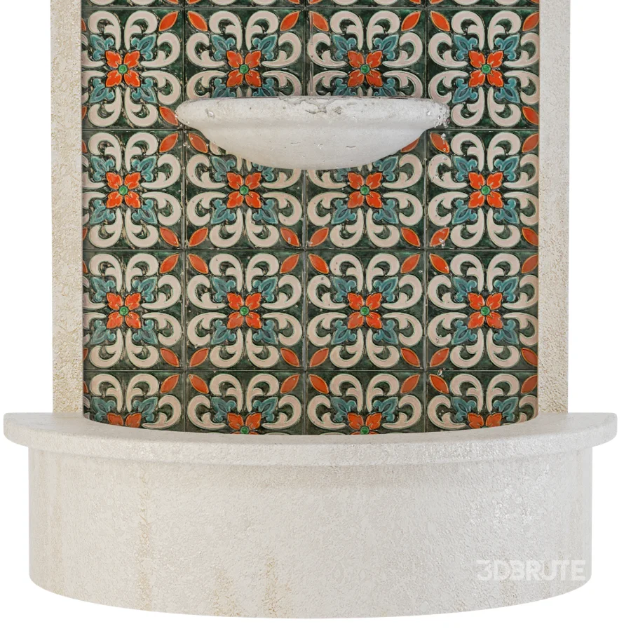 Mediterranean Mosaic Wall Fountain Image 6