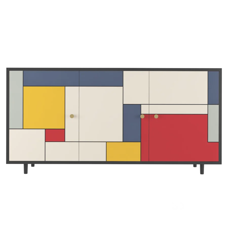 French Abstract Art Accent Cabinet Image 4