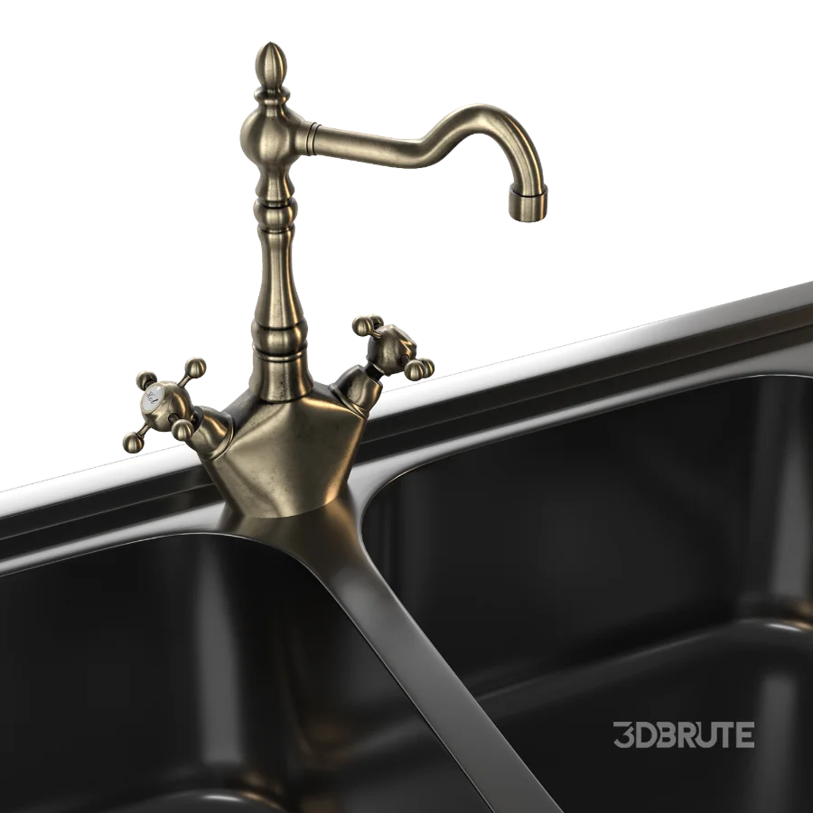 SMEG Double Bowl Kitchen Sink and Faucet Image 2