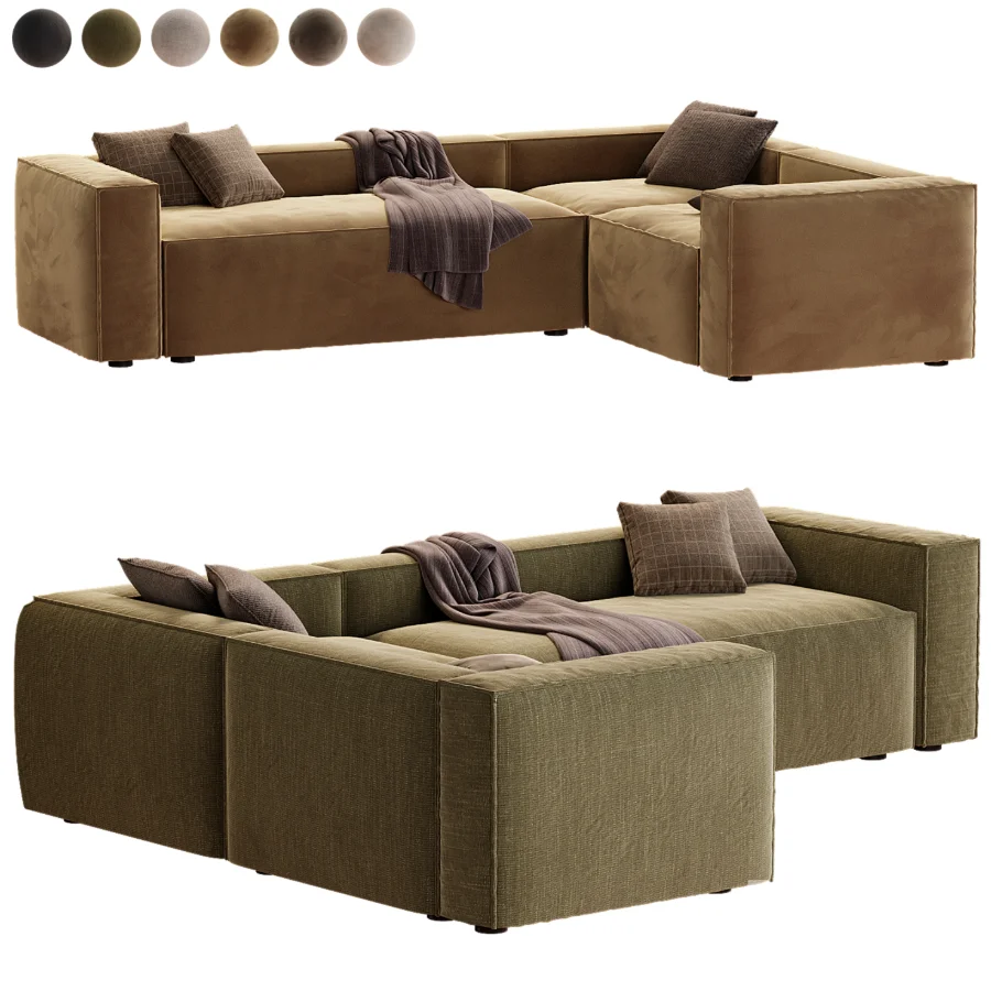 sofa rinconero blok 4 plazas pana verde Image 4
