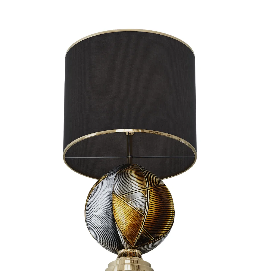 Mercurio Large Round Amber Gray Crystal Table Lamp Image 2