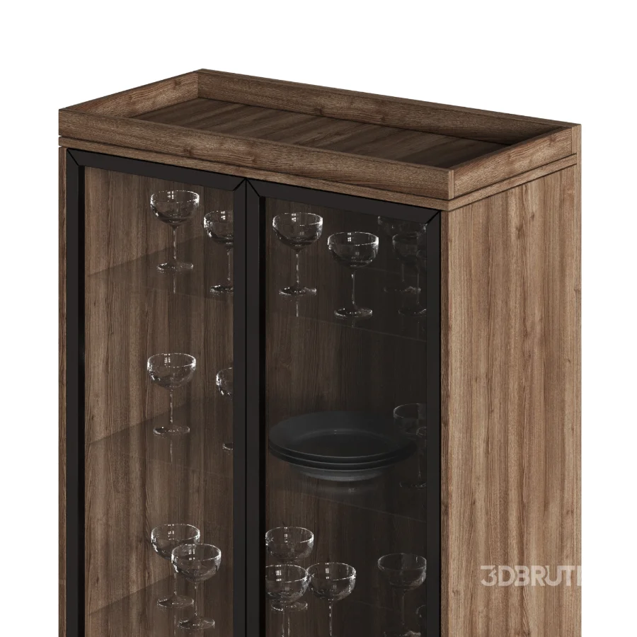 Glass Display Cabinet with Tableware Image 4