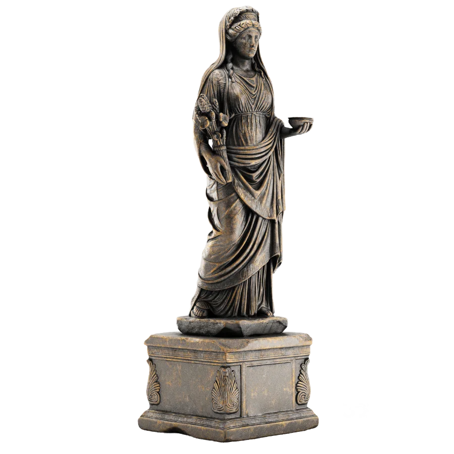 Classical Roman Goddess Statue with Ornamental Pedestal Image 1