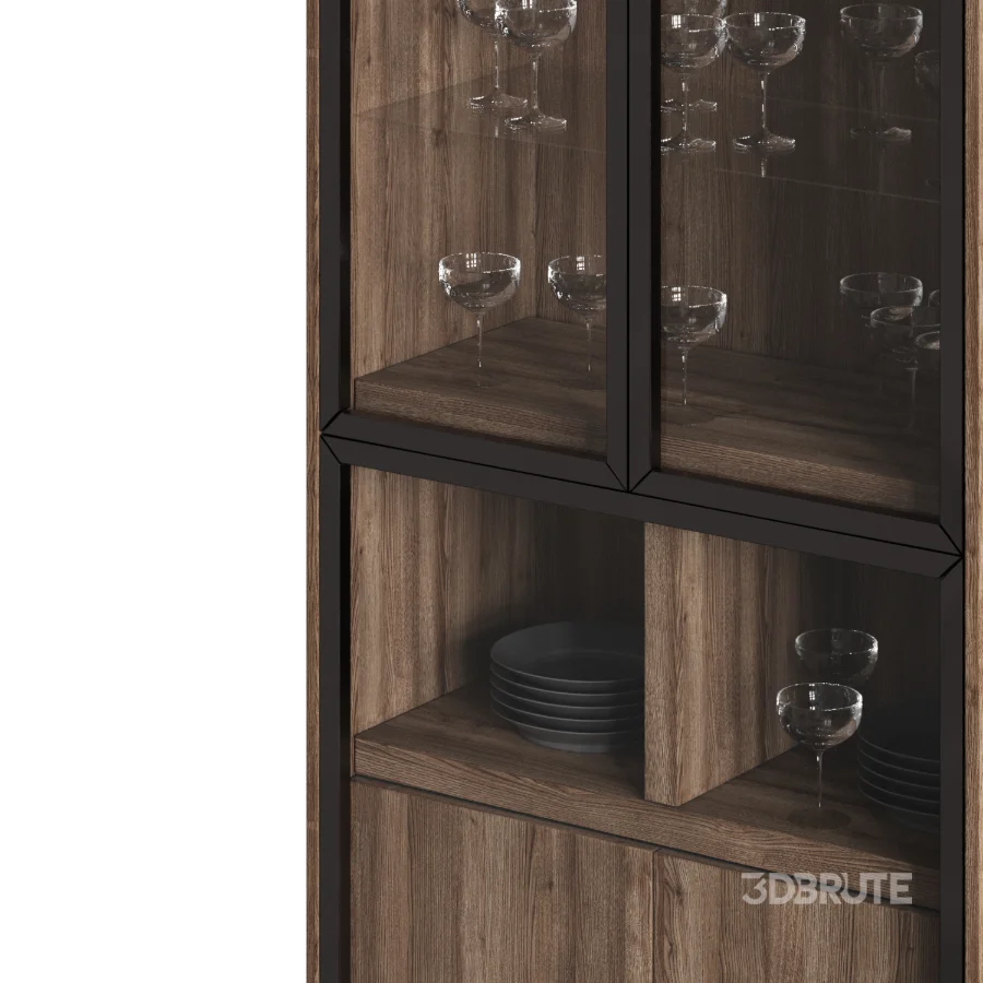 Glass Display Cabinet with Tableware Image 3