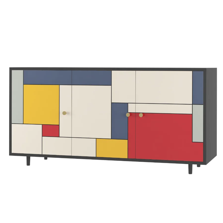 French Abstract Art Accent Cabinet Image 2