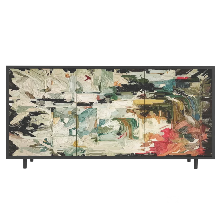 French Abstract Art Accent Cabinet Image 8