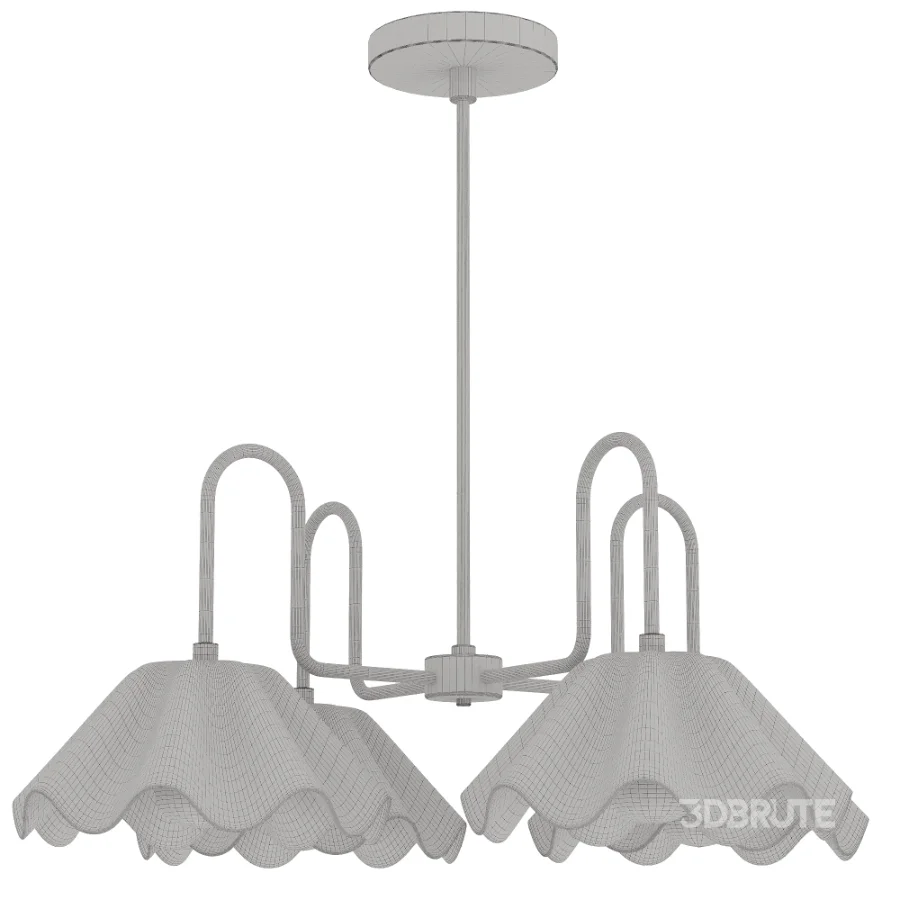 Brass Ruffled Flower Chandelier Image 4