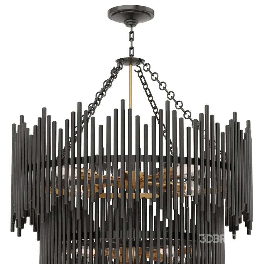 Atlas Black 3 Tier Chandelier Image 4