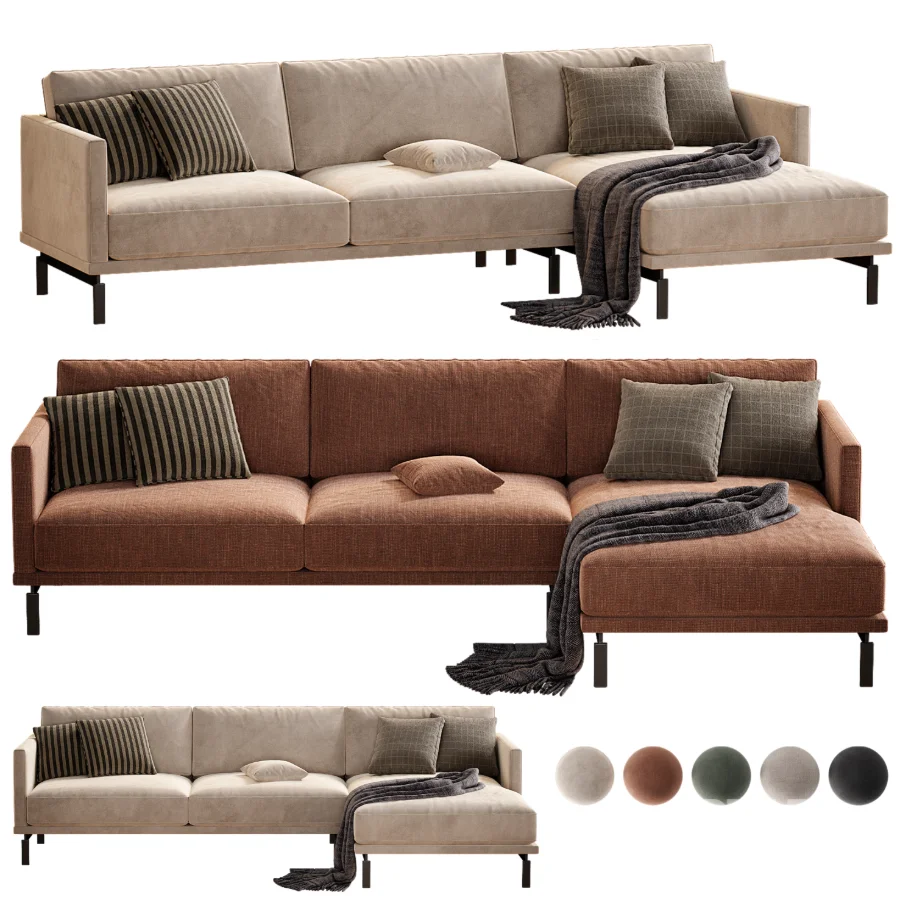 sofa galene 4 plazas con chaise lounge derecho beige Image 4
