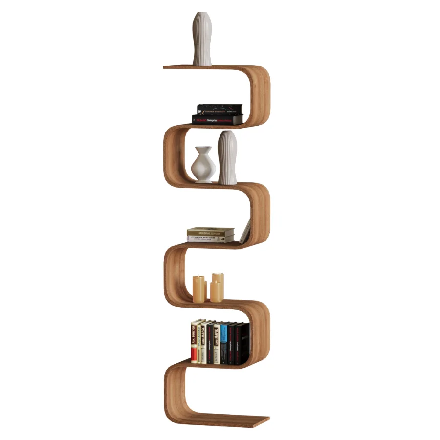 Curved Bookshelf with Books Image 2