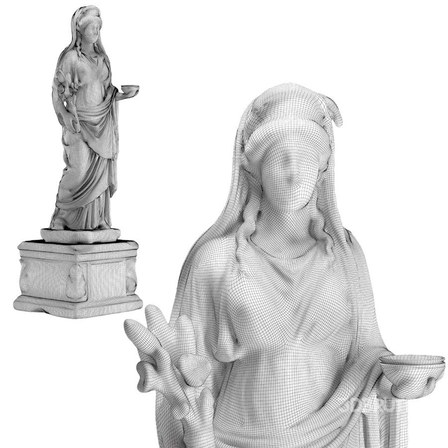 Classical Roman Goddess Statue with Ornamental Pedestal Image 6