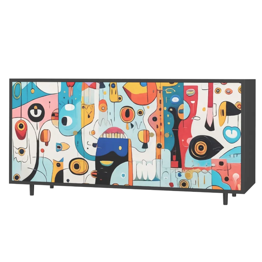 French Abstract Art Accent Cabinet Image 3