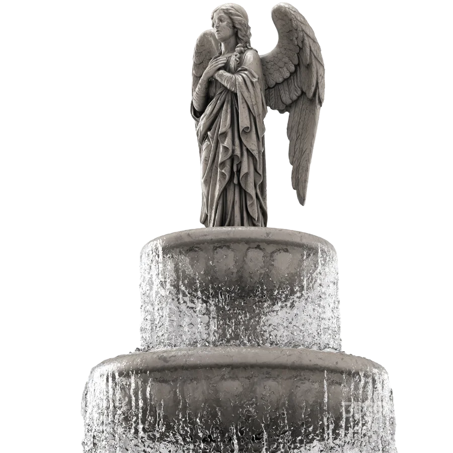 Fountain Collection 01 – Classic Marble Angel Fountain with Water Image 3