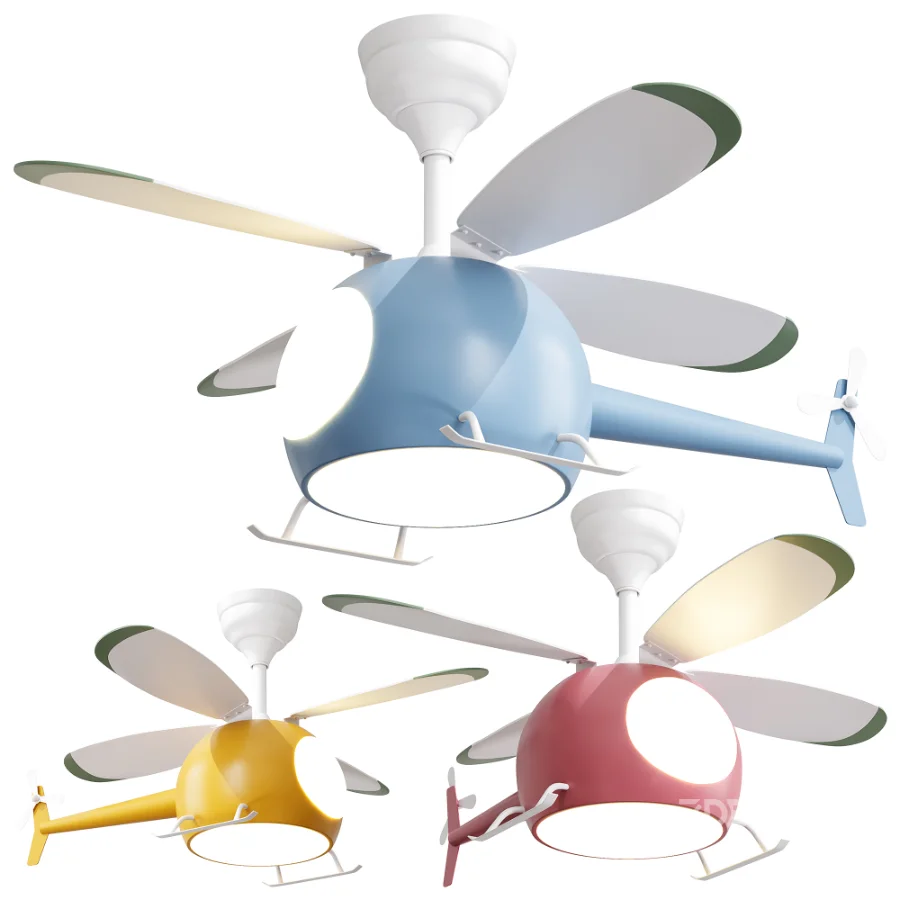 Creative Cartoon Airplane Ceiling Fans with LED Lights Image 1