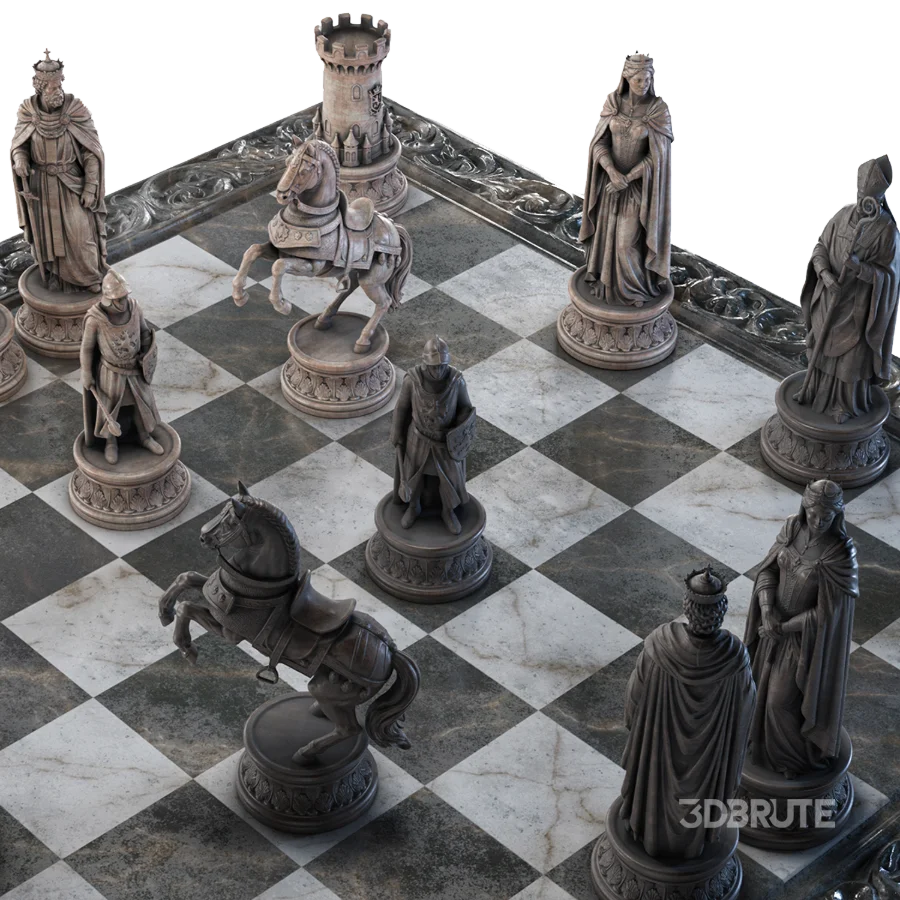 Chess Set 02 – Decorative Renaissance Chess Set with Sculptural Pieces Image 2