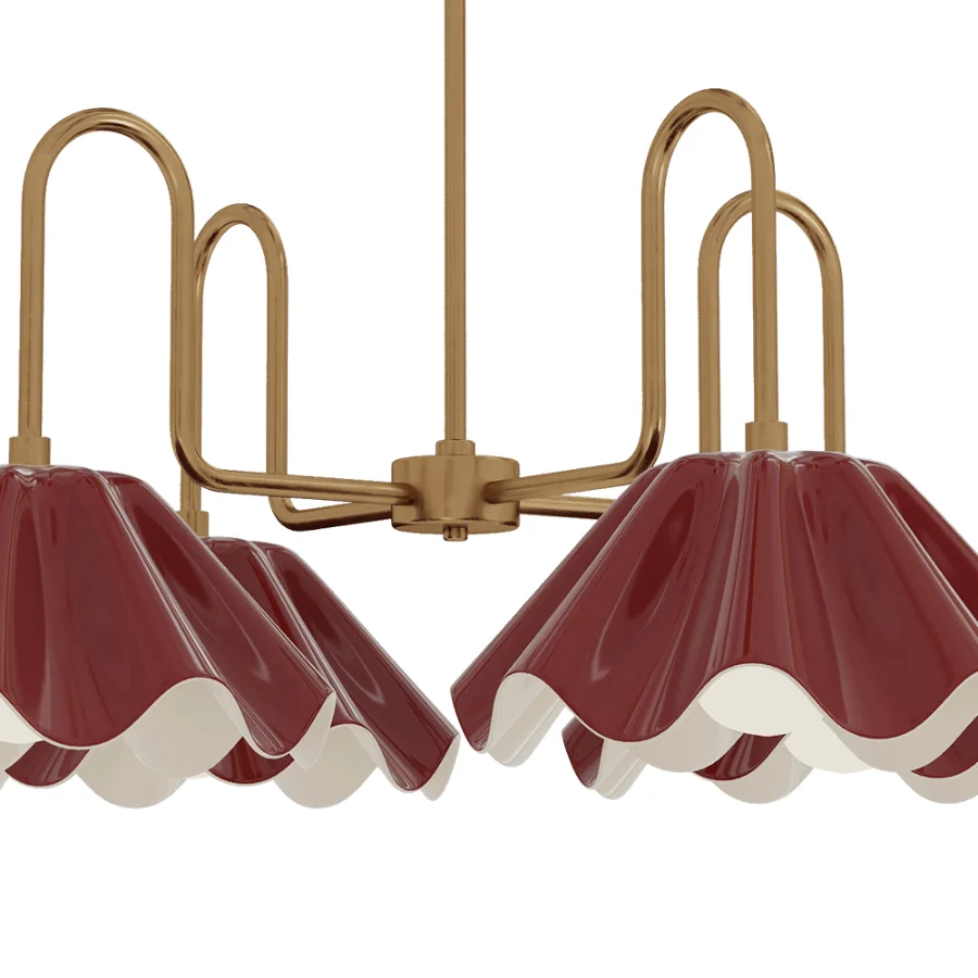 Brass Ruffled Flower Chandelier Image 3